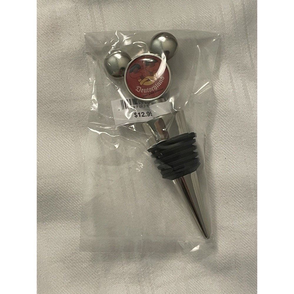 NEW Disney Parks EPCOT Germany Pavilion Mickey Head Flag Pretzel Wine Stopper